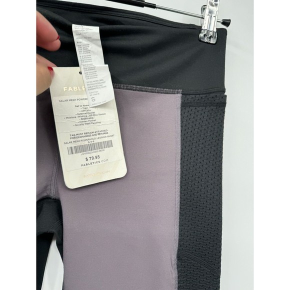 Fabletics Women's Purple Black Mid Rise Powerhold Salar Mesh Leggings Size S - Picture 4 of 6